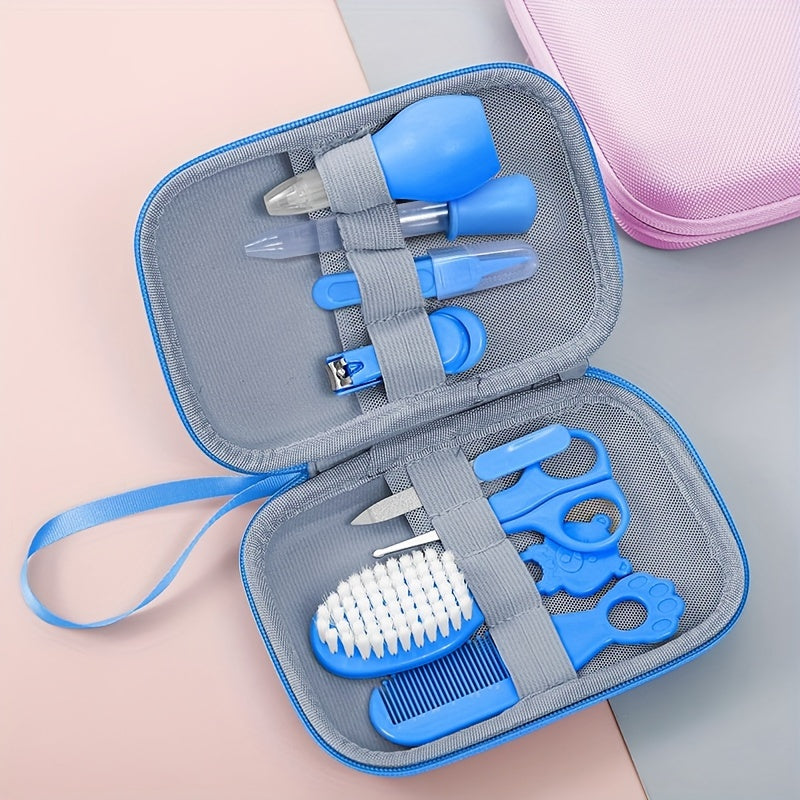 Portable and safe grooming and healthcare kit includes 8 pieces, such as a nasal aspirator, silicone brush, nail clippers, and tweezers. Perfect for daily personal care and makes a great gift for Halloween, Thanksgiving, and Christmas.