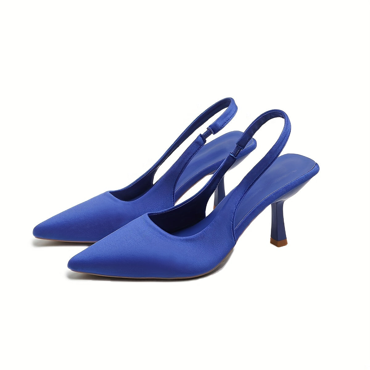 Women's slingback high heels with a solid color pointed toe slip-on stiletto design, suitable for various occasions.