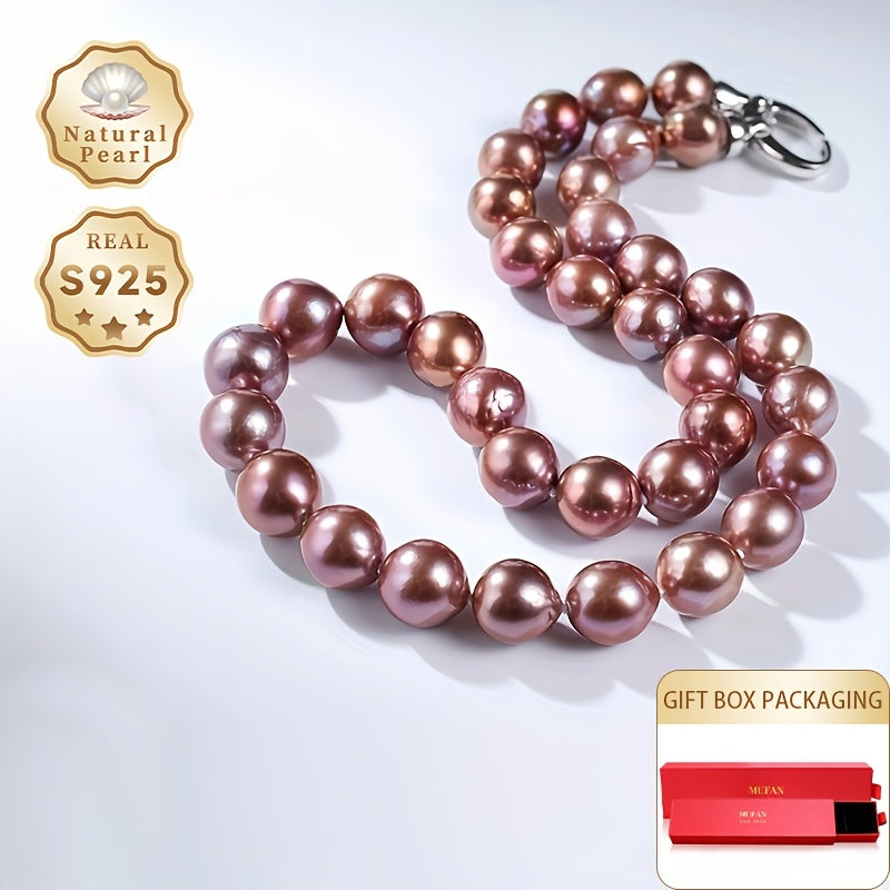 Luxurious and elegant, the MUFAN Pearl Necklace for Women features natural freshwater baroque pearls set in S925 sterling silver. This June birthstone necklace comes in a variety pack of 8-11mm pearls, perfect for daily wear. It comes in a beautiful gift