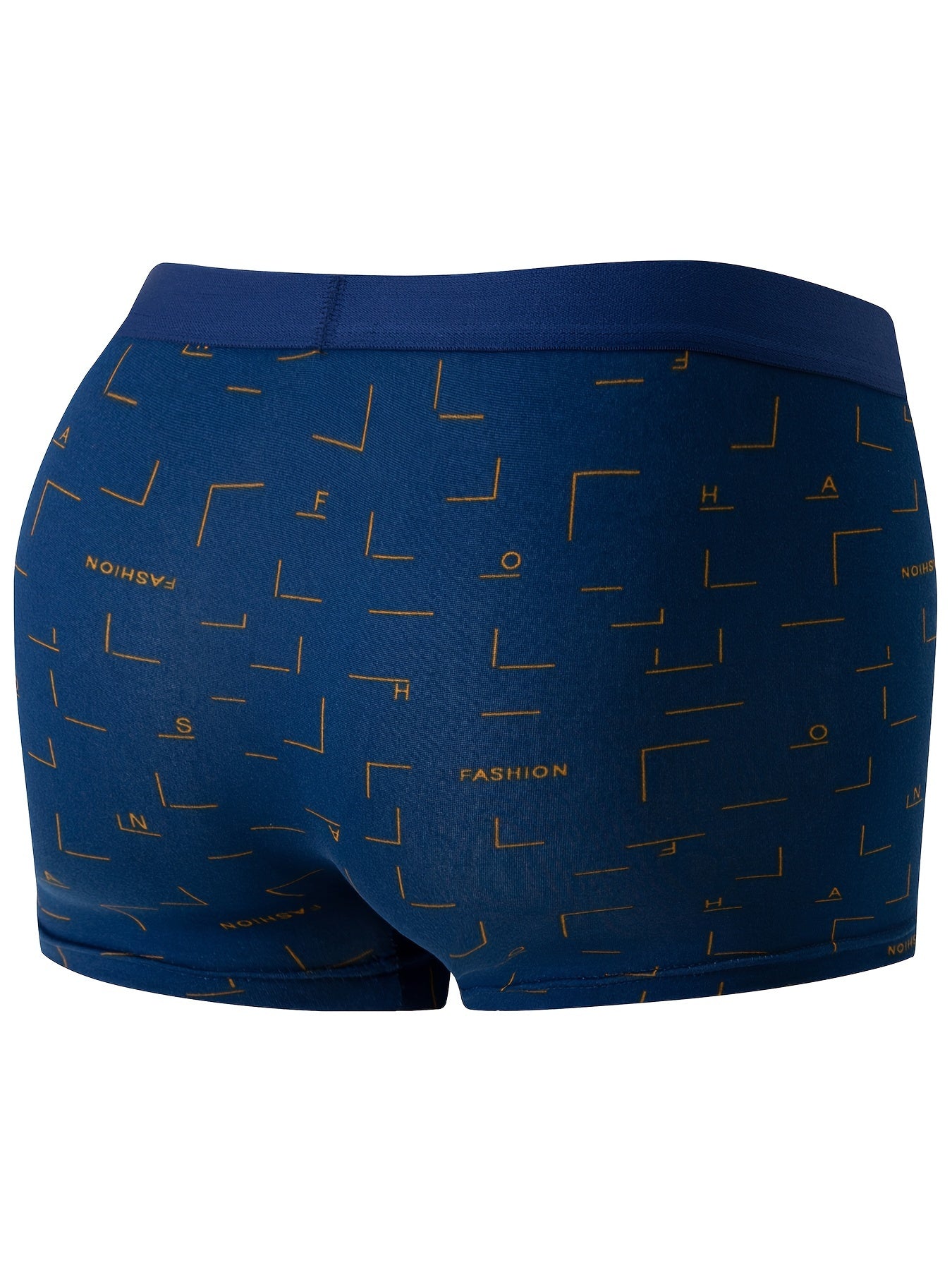 Men's polyester underwear with geometric pattern, slight stretch, knit fabric, 115g/m².