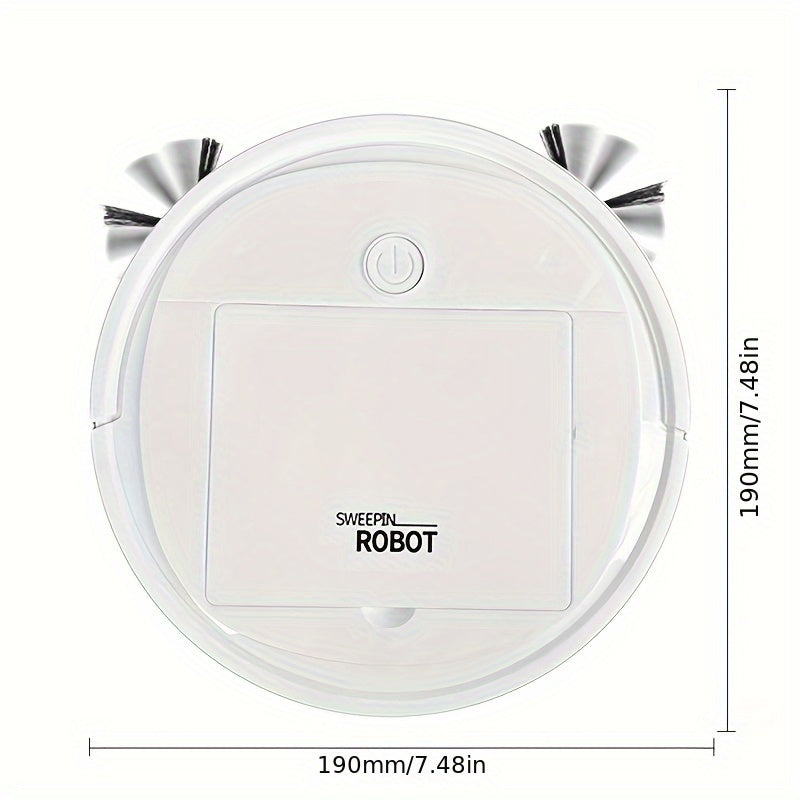 3-in-1 Robot Vacuum Cleaner: USB rechargeable with low noise and long battery life. Ideal for home carpet, sofa, and under-bed cleaning. Great for picking up pet hair, paper, and debris.