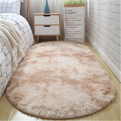 [Best-Selling] Plush Tie-Dye Oval Mat | Made with Ultra-Soft Polyester Fiber | Thick, Durable & Easy to Clean | Perfect for Bedroom or Living Room | Enhances Coziness and Adds Texture | Ideal Rugs for Living Room