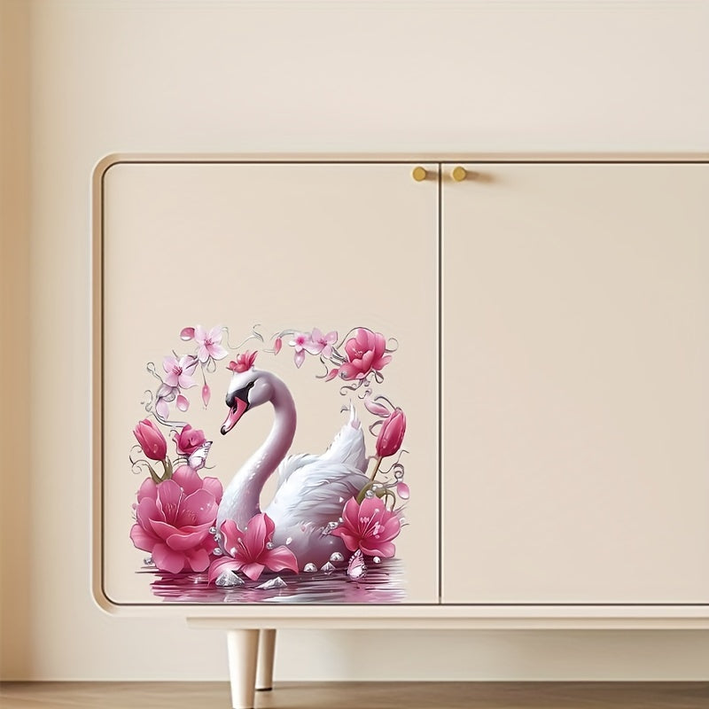 One swan pattern toilet lid sticker for bathroom and kitchen decoration.