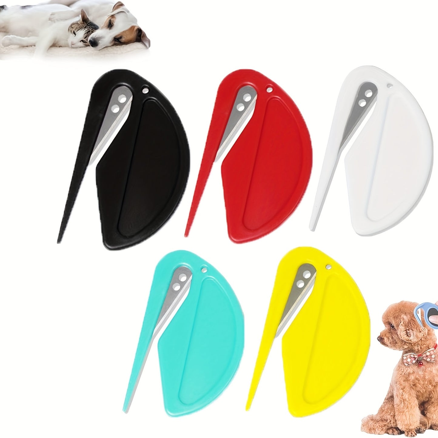 5 Color 5pcs Pack Pets Purrfect Detangle Cutter for Cats and Dogs, Shedding Brush and Hair Removal Tool.