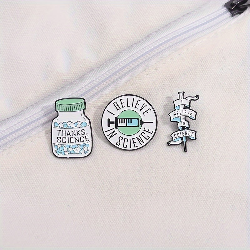 Set of 8 Enamel Brooch Pins - Made of Alloy Metal with Humorous Phrases, Unique Shapes, and Realistic Designs. Perfect for adding a fun touch to Backpacks, Coats, and Hats. Great gift for Pharmacy Students and Science Lovers.