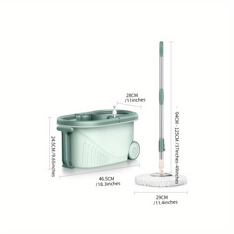 2pcs Teal Spin Mop and Bucket System with Wheels - Microfiber, High Absorbency | Adjustable Handle for Effortless Cleaning | Efficient Tool | Microfiber Technology