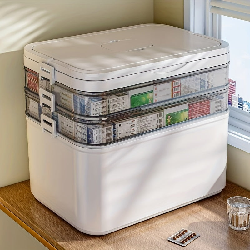 1 piece of a sturdy and convenient medicine organizer - Made of waterproof material, with multiple compartments for storing medicines at home and while traveling. It is lightweight, easy to clean, and can be stored under the bed.