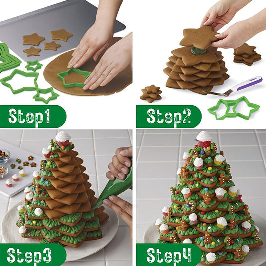 Set of 10 Christmas tree and star 3D cookie cutters