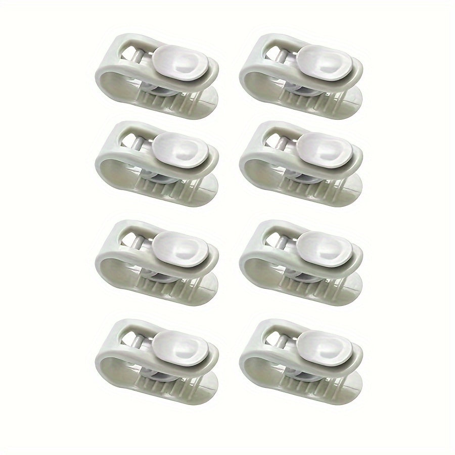 Polypropylene Bed Sheet Clips in a Pack of 8, Featuring Pink Plastic Blanket Clips. These Safe Needle-Free Clips Provide a Non-Slip Grip for Blankets and Curtains. Installation is Easy and They are for Hand Wash Only.