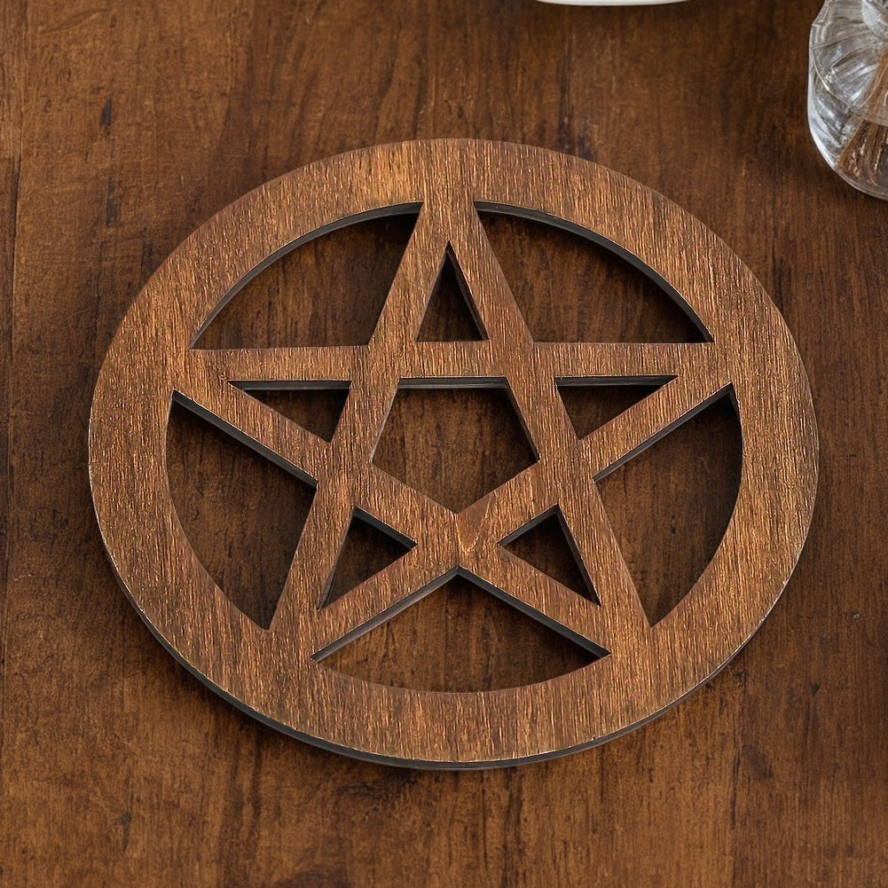 Pentagram altar mat for crystals & stones, divination board, witchcraft supplies.