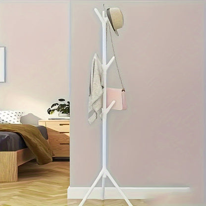 The multi-functional metal clothes hanger features an elegant and practical branch design, with 9 hooks to efficiently hang coats, suits, hats, bags, scarves, and towels.