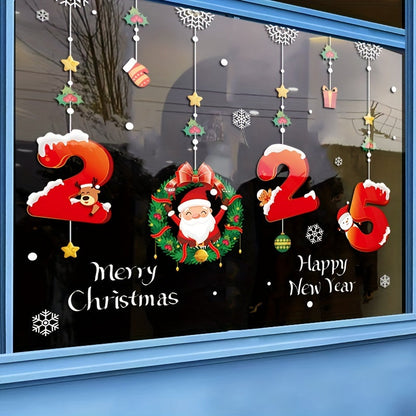 Get ready for the holiday season with the Classic Christmas and New Year Window Clings Set. This 2-pack features Santa Claus and snowflake electrostatic decals that are perfect for decorating your windows and mirrors. These festive static window