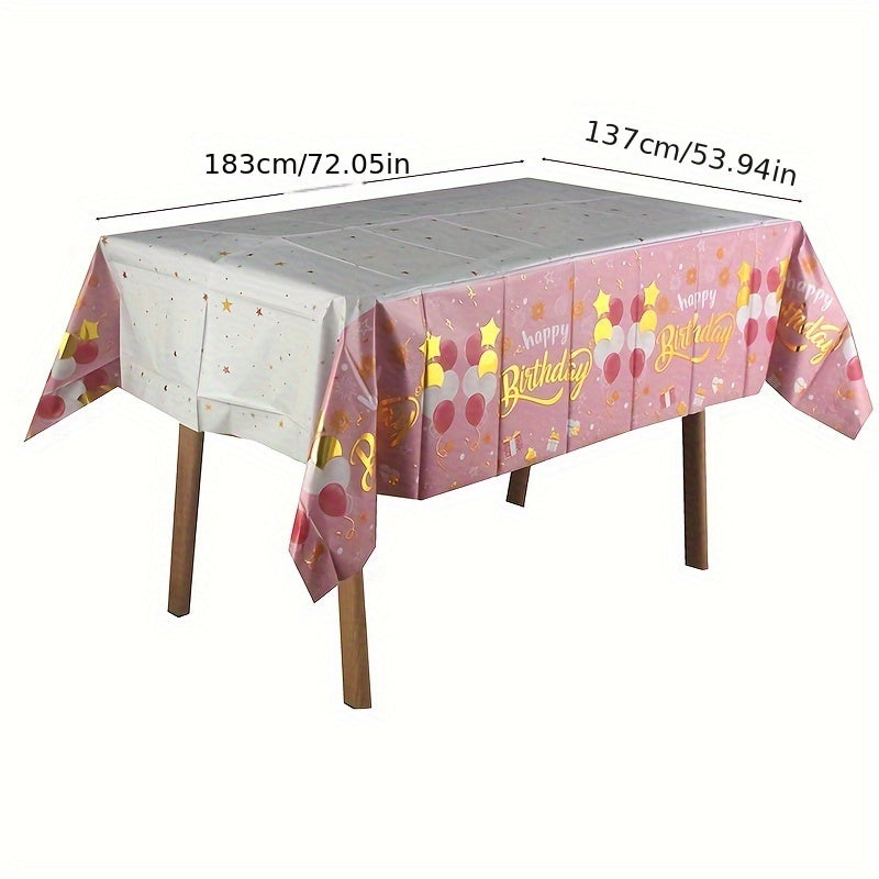 Happy Birthday Aluminum Table Runner, 54”×72” for Birthday Party