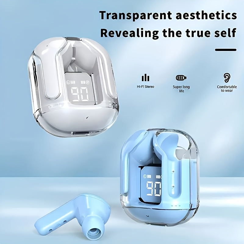 Wireless TWS earbuds with touch control, noise-canceling voice calls, and high-fidelity stereo sound. Comes with Type-C charging case and is suitable for exercise, running, gaming, and