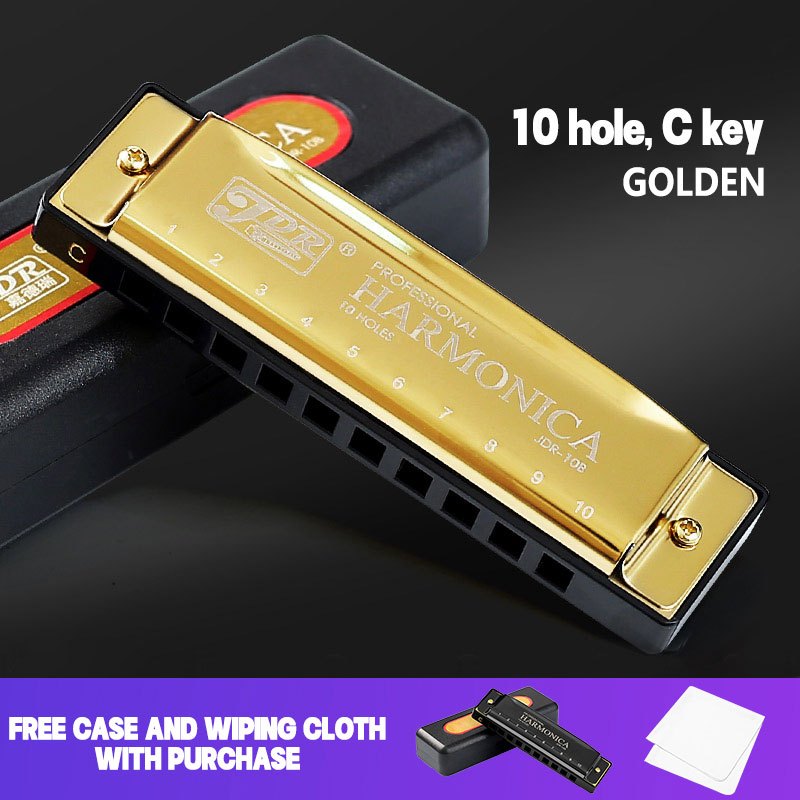 10-hole C Key Blues Harmonica with Hard Case - Ideal for beginners, students, and professionals - Great gift for Eid Al-Adha