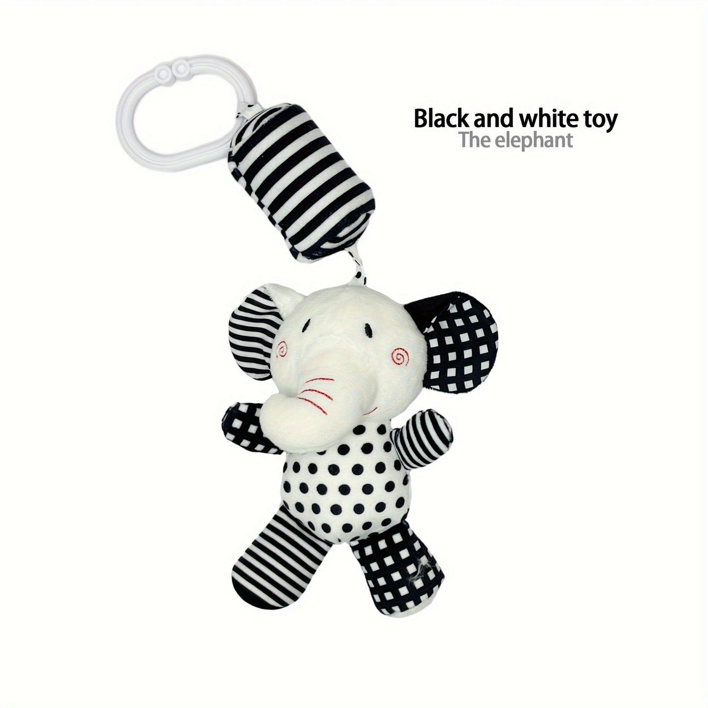 Baby Black and White Wind Chime Bed Decoration, Car Pendant for Newborns, Plush Baby Rattle, Visual Training Bell for 0-1 Year Olds, Early Education Christmas and Halloween Gift.