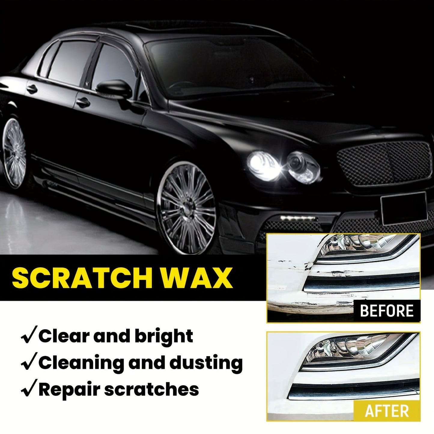 Our 1-piece Scratch Repair Wax is perfect for restoring car and metal surfaces. With a low odor, citric acid formula, it also works as a home cleaning metal polisher. Use it to detail your car and remove auto body scratches.