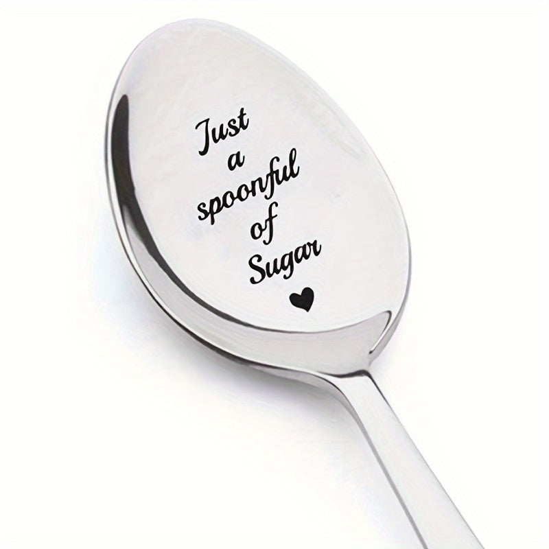 1 piece of Sugan Mirror Polished Engraved Stainless Steel Spoon with a humorous twist - perfect for coffee, ice cream, or as a gift for Father's Day, birthday, wedding, or anniversary celebrations. Perfect for lovers of quality kitchen accessories.