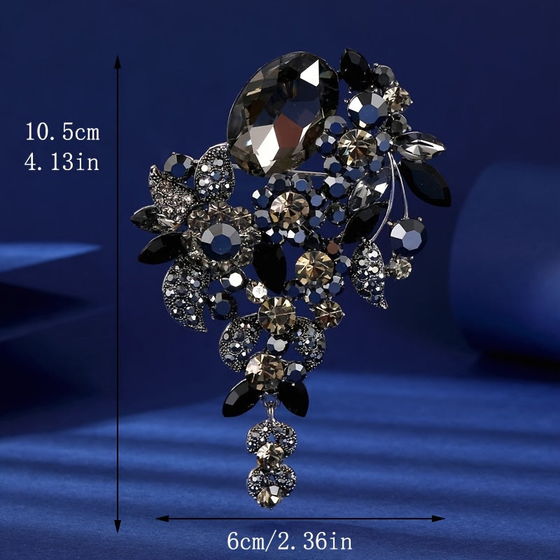 Stylish Rhinestone Flower Brooch - Exquisite Statement Pin for Women, Trendy & Distinctive Accessory