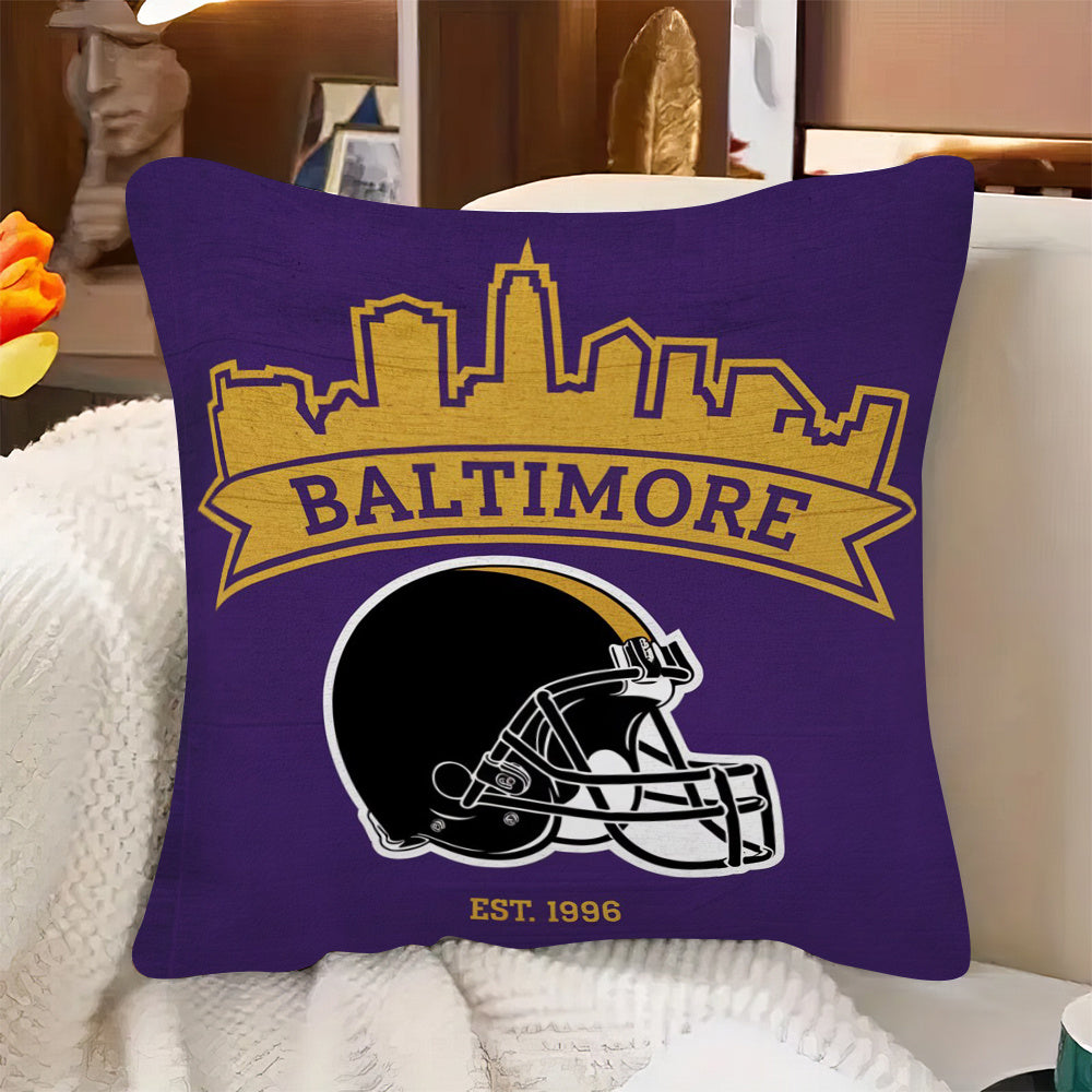 Baltimore Football Themed Cushion Cover - 45.72x45.72 cm - Made from Durable Polyester - Machine Washable - Single-Sided Print - Zipper Closure - Ideal for Home & Living Room Decor - Suitable for Ages 14+