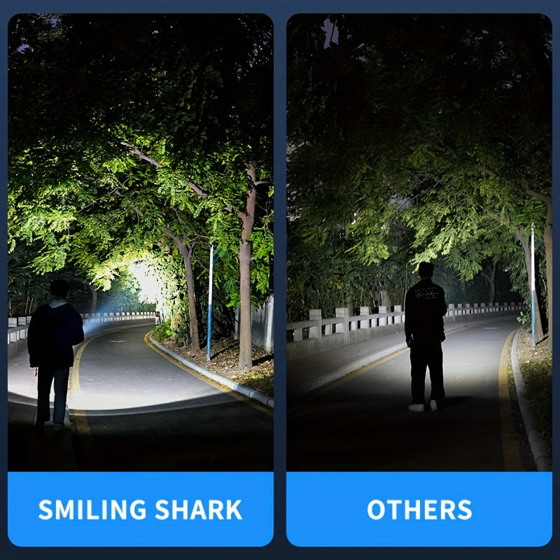 SmilingShark SD0712 Rechargeable LED Flashlight with 2x Ultra Bright LEDs, 3 Modes, Built-in Power Bank. Ideal for Home, Camping, Car Repair, Hiking.