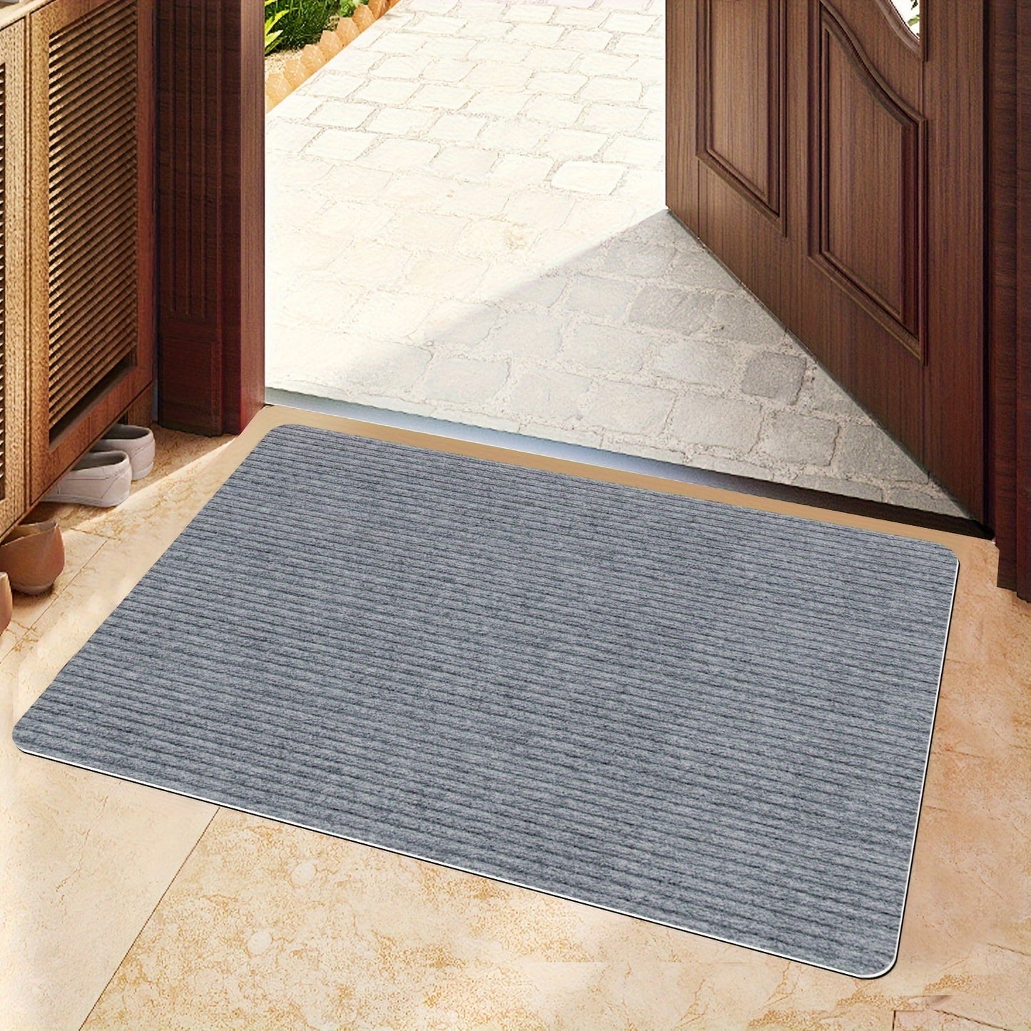 Stain-Resistant Door Mat 1-Pack - Multi-Purpose Indoor/Outdoor Entry Rug with Non-Slip, Waterproof Properties, Easy to Clean, Long-lasting, Dust-Resistant for Entrance, Porch, Room, Garden - Polyester Rectangle Mat, Machine Washable, Ideal for All