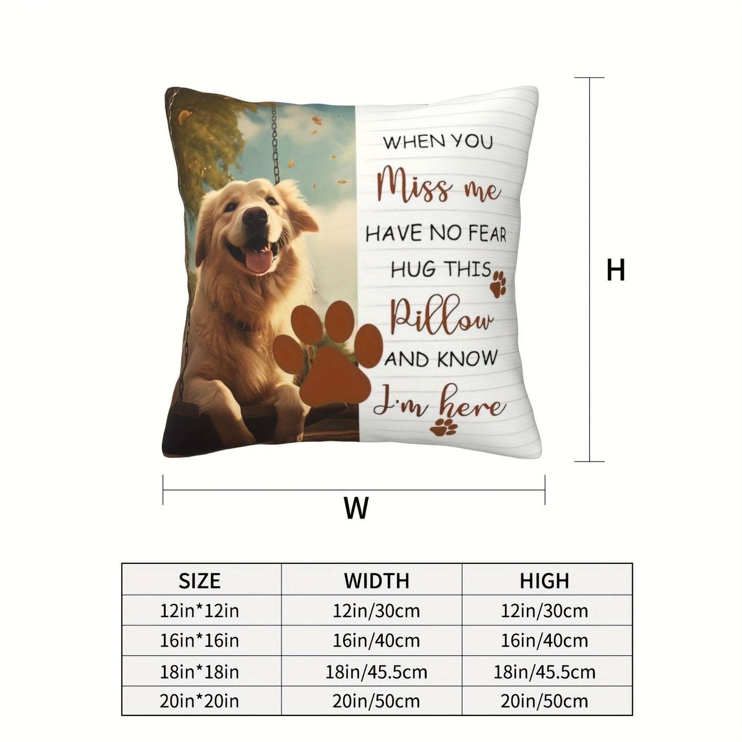 Customize your own pet pillow with a unique portrait, perfect for hugging! This double-sided print photo pillowcase makes a great home decor or memorial gift. Please note, pillow core is not included.