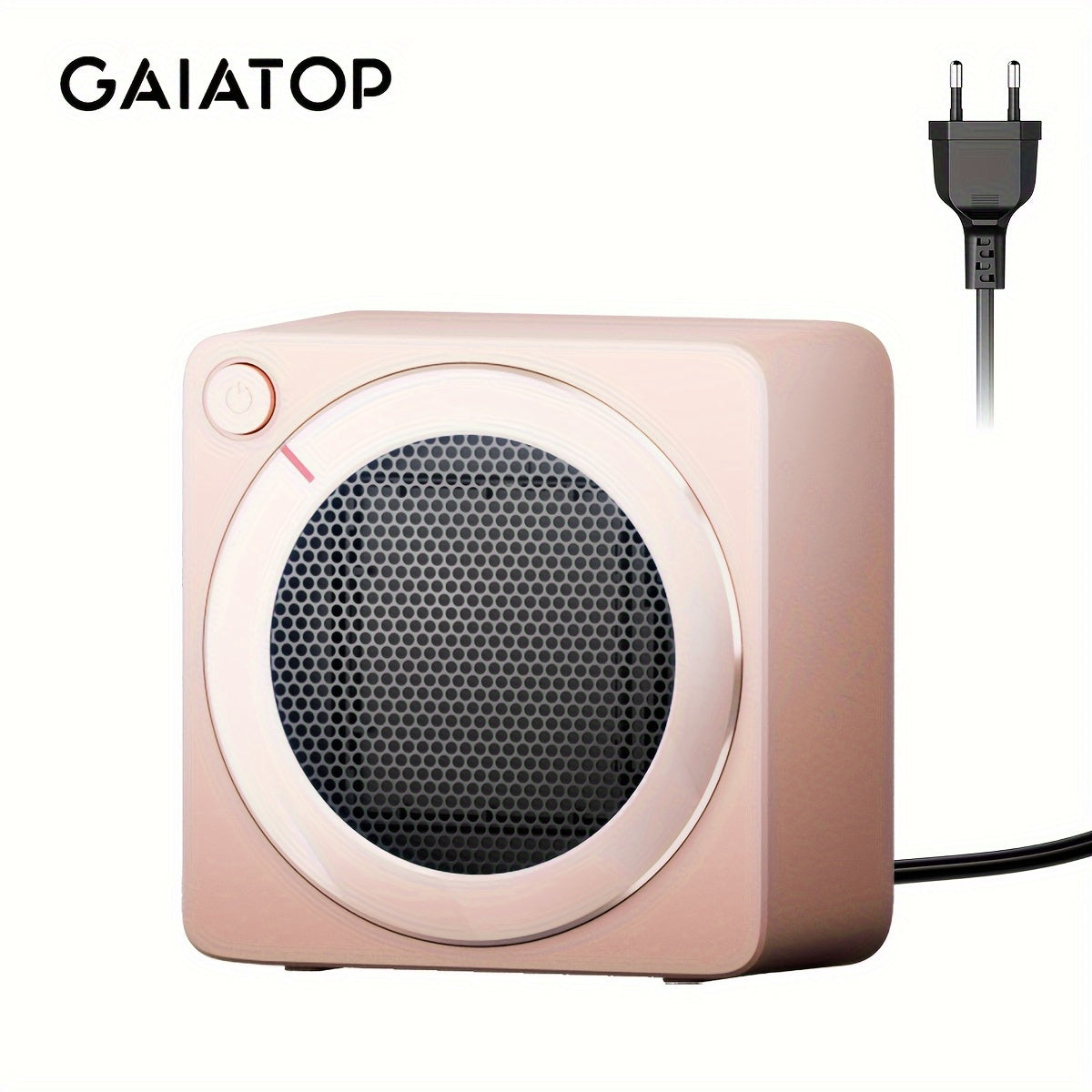 Compact GAIATOP space heater with thermostat, quiet fan, and energy-saving design for indoor use.