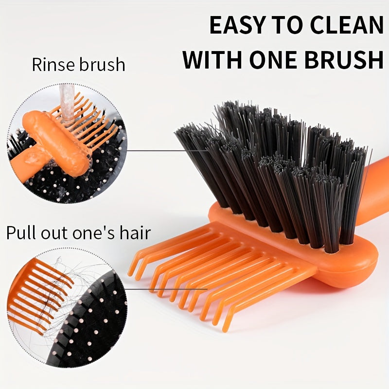 This handheld mini hair brush is perfect for curly hair. It features a cleaning claw design and an airbag comb for easy removal of hair. Made of plastic, this tool requires no electricity, making it ideal for use in the bathroom and toilet.