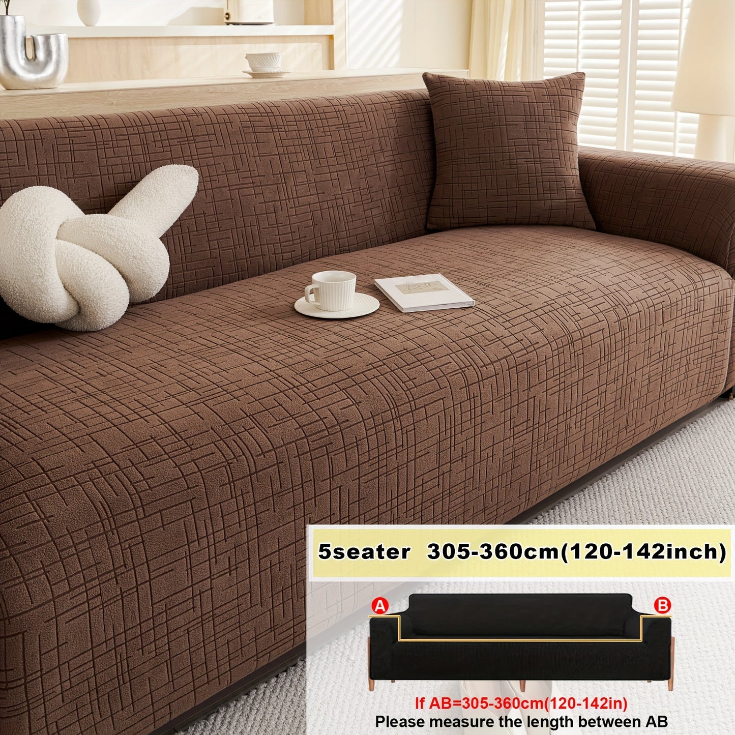 Elastic Fitted Sofa Slipcover made of Polar Fleece Fabric. T-Cushion Design, Machine Washable. Stretch Sofa Cover fits Armchair to 4-Seater Sectional Sofas. Plain Style, No Printing.