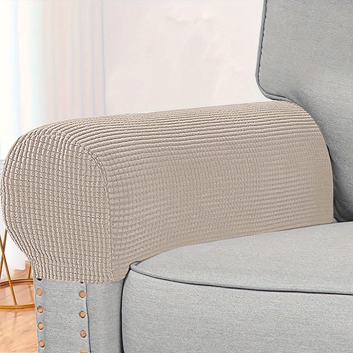 2 stretch sofa arm covers that are dust-proof and pet scratch-proof, perfect for home decor.