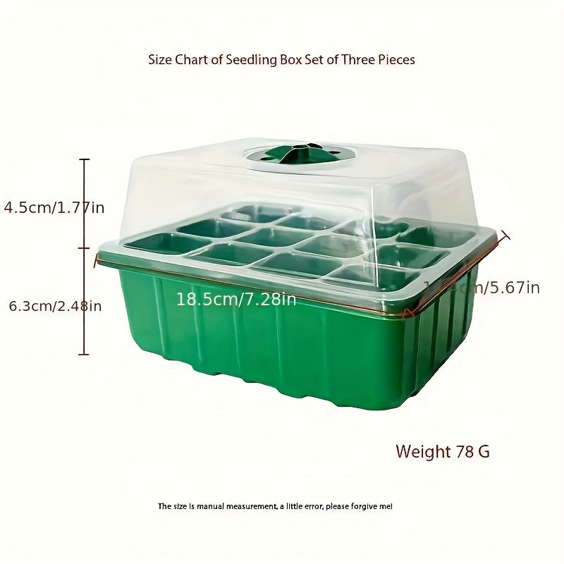 5-piece plastic germination tray set with adjustable vents for vegetables, flowers, and succulents. Reusable and breathable, includes plaid accessory and special function features.