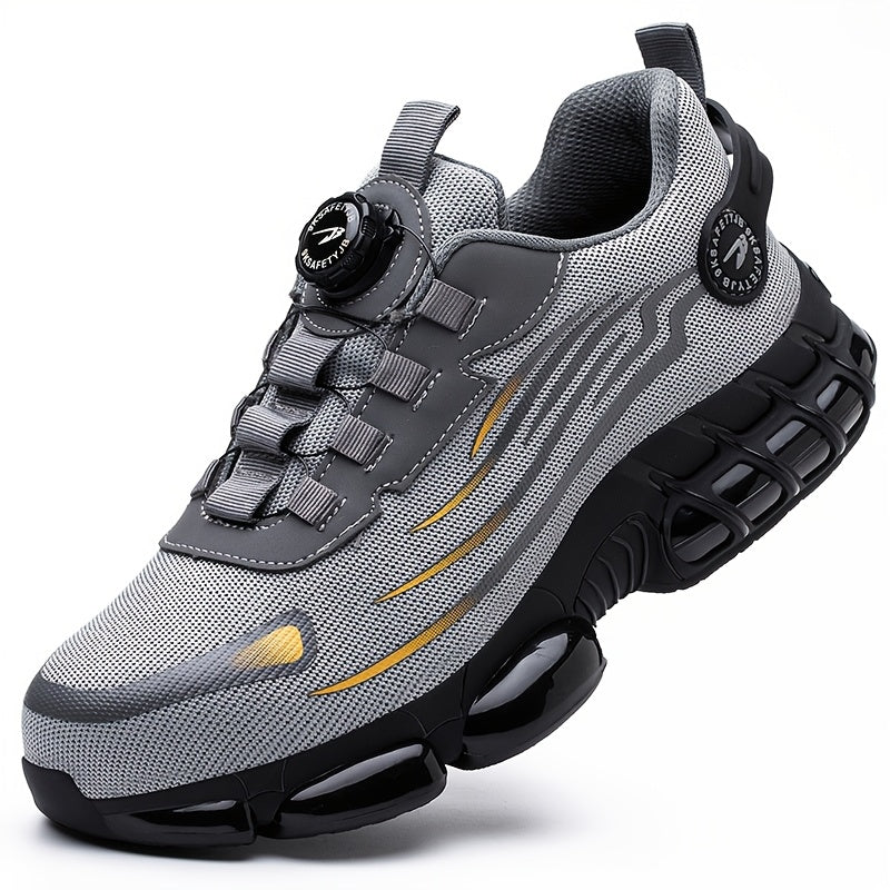 Safety shoes with anti-crush, anti-puncture, breathable, and protective features.