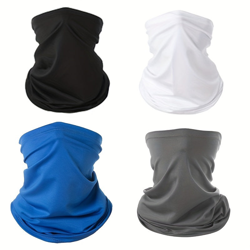 Set of 4 Face Cover Neck Gaiter Masks for Men and Women - Dust Protection, Sun Cooling Scarf for Riding, Running, Fishing