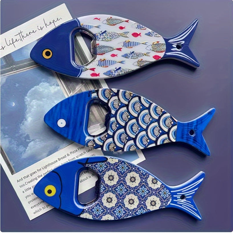 Festive acrylic fish bottle openers for Christmas, Halloween, and Oktoberfest - ideal kitchen and bar accessories