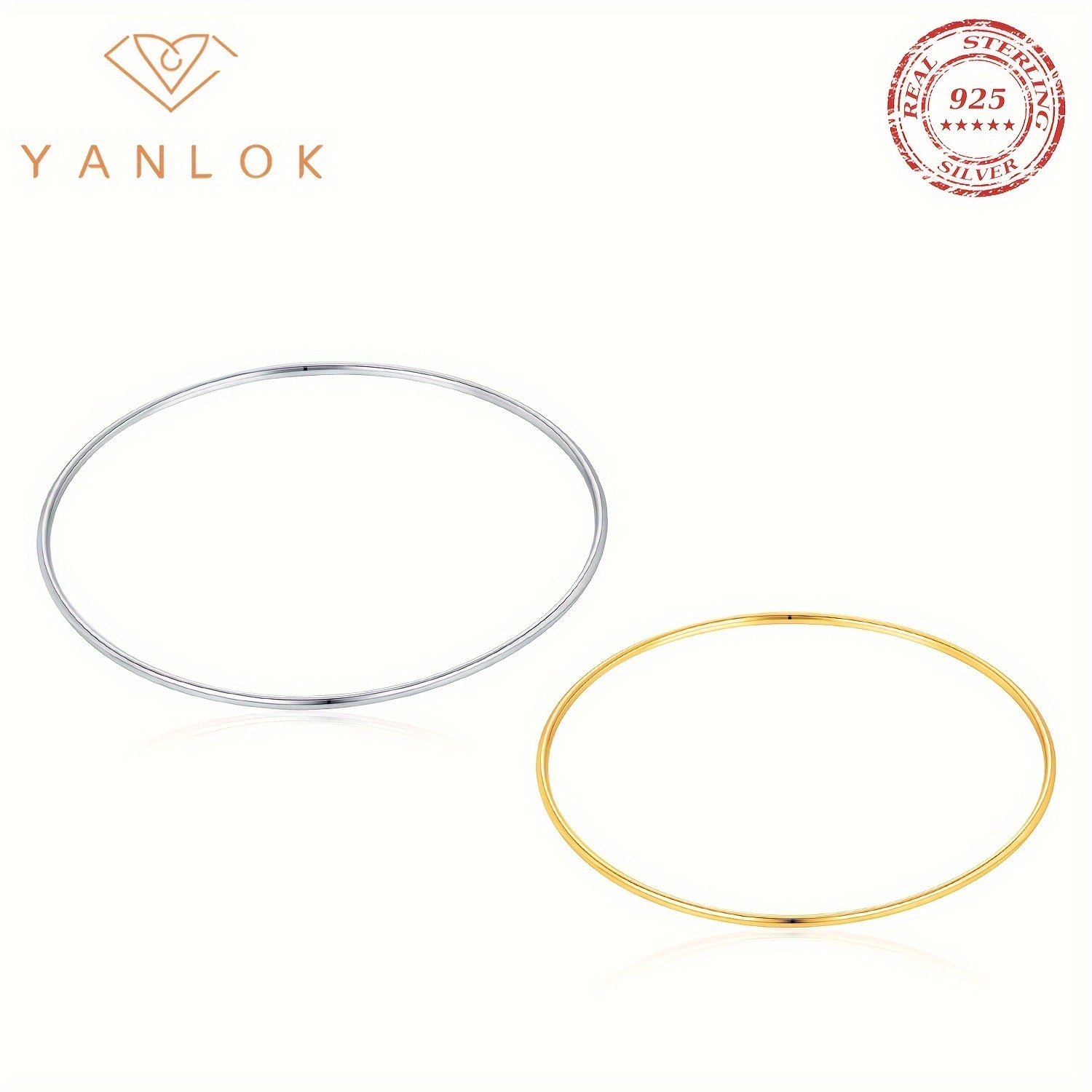 925 Sterling Silver Bangle Bracelet by YANLOK - Elegant, Minimalist & Stackable Design for Women | Ideal Holiday Gift, Platinum Plated, Fine Jewelry