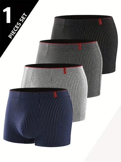 Men's striped boxers in 1pc, 4pcs, or 8pcs sets, with stylish design and breathable fabric.