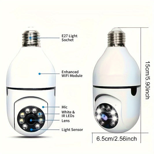 YIIYRY WiFi yoritgich xavfsizlik kamerasi 360° Pan/Tilt, Ikki tomonlama audio, Haqiqiy vaqt video oqimi, Ko'p odamlar bilan ulashish, Bulut va SD karta saqlash - Oq, Uy xavfsizlik kamerasi|Silliq Oq