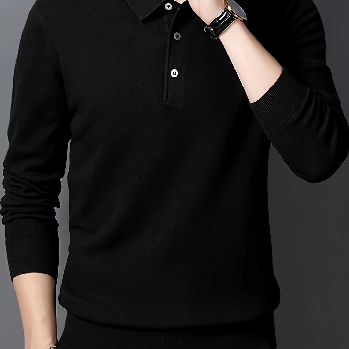 Men's buttoned long sleeve thermal sweater, ideal for fall/winter casual wear.