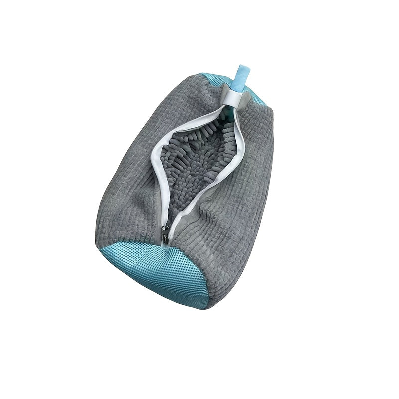 Reusable Knit Fabric Laundry Bag with Zipper Closure for Footwear, Made of Durable Polyester Nylon Material, Suitable for Various Shoe Sizes and Small Toys, Machine Washable Laundry Bag