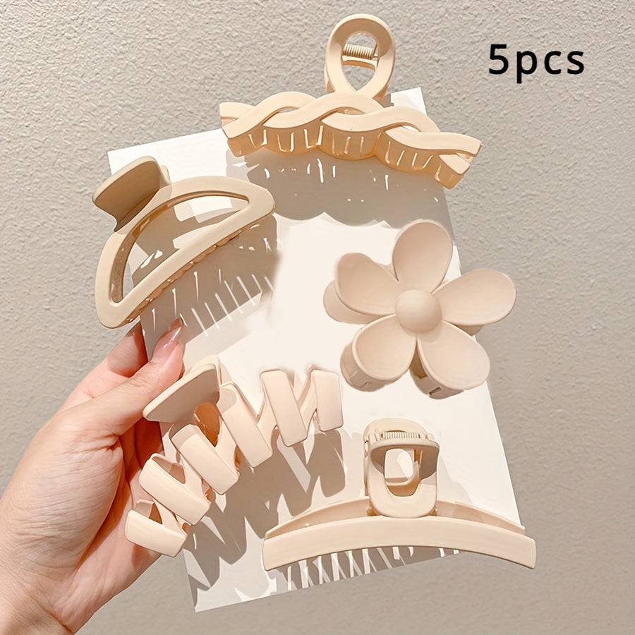 Set of large size women's claw hair clips in sets of 5, 8, or 10. Ideal for thick hair, spiral design for back-of-the-head styling. High-end hair accessories.