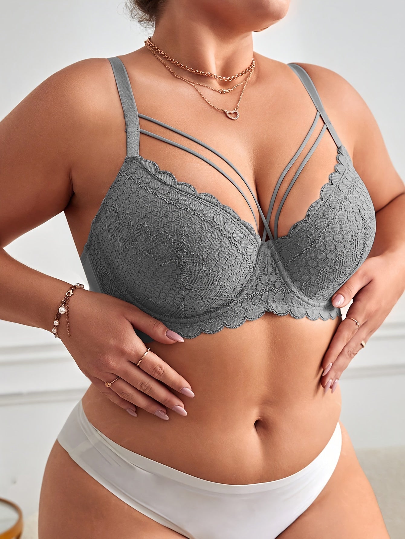 Plus Size Lace Underwired Bra for Women