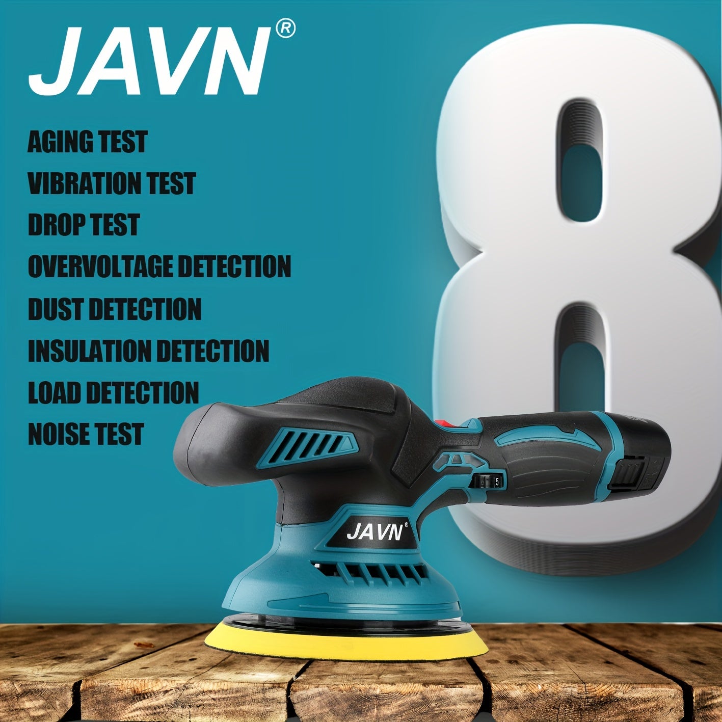 JAVN 5000RPM Cordless Mini Polisher with 6 Gears and Adjustable Speed, ideal for car polishing, waxing, and repairs. USB Charging.