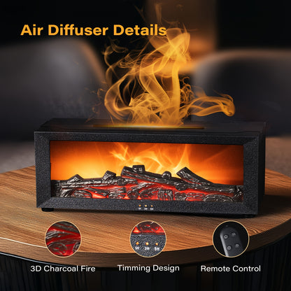 HOTU Simulation Flame Fireplace Humidifier with Remote Control and USB Power.