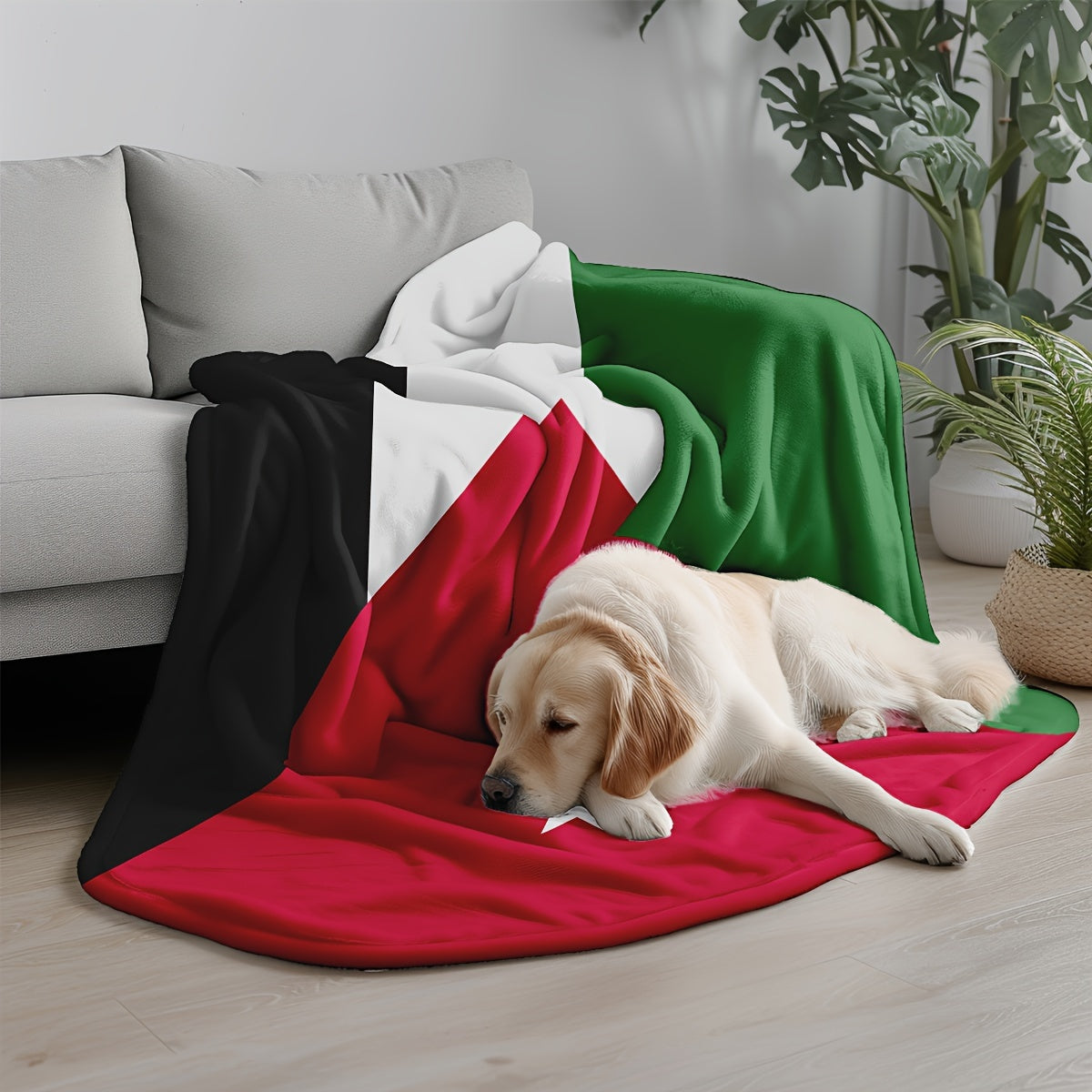 Stay warm and cozy with our 1-piece Jordan Flag flannel blanket. Made from soft and comfortable knitted polyester, this all-season multipurpose throw is perfect for home, office, travel, and even for your furry friends. Easily machine washable with a