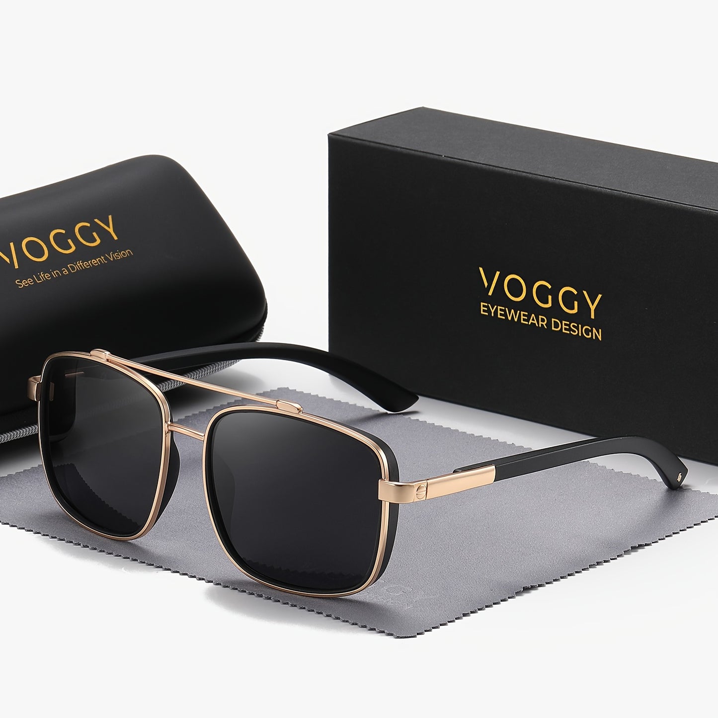 VOGGY Polarized Metal Fashion Glasses for Men & Women - Retro Style, Ideal for Sports, Driving, Cycling, Fishing, and Outdoor Adventures - Includes Black Case