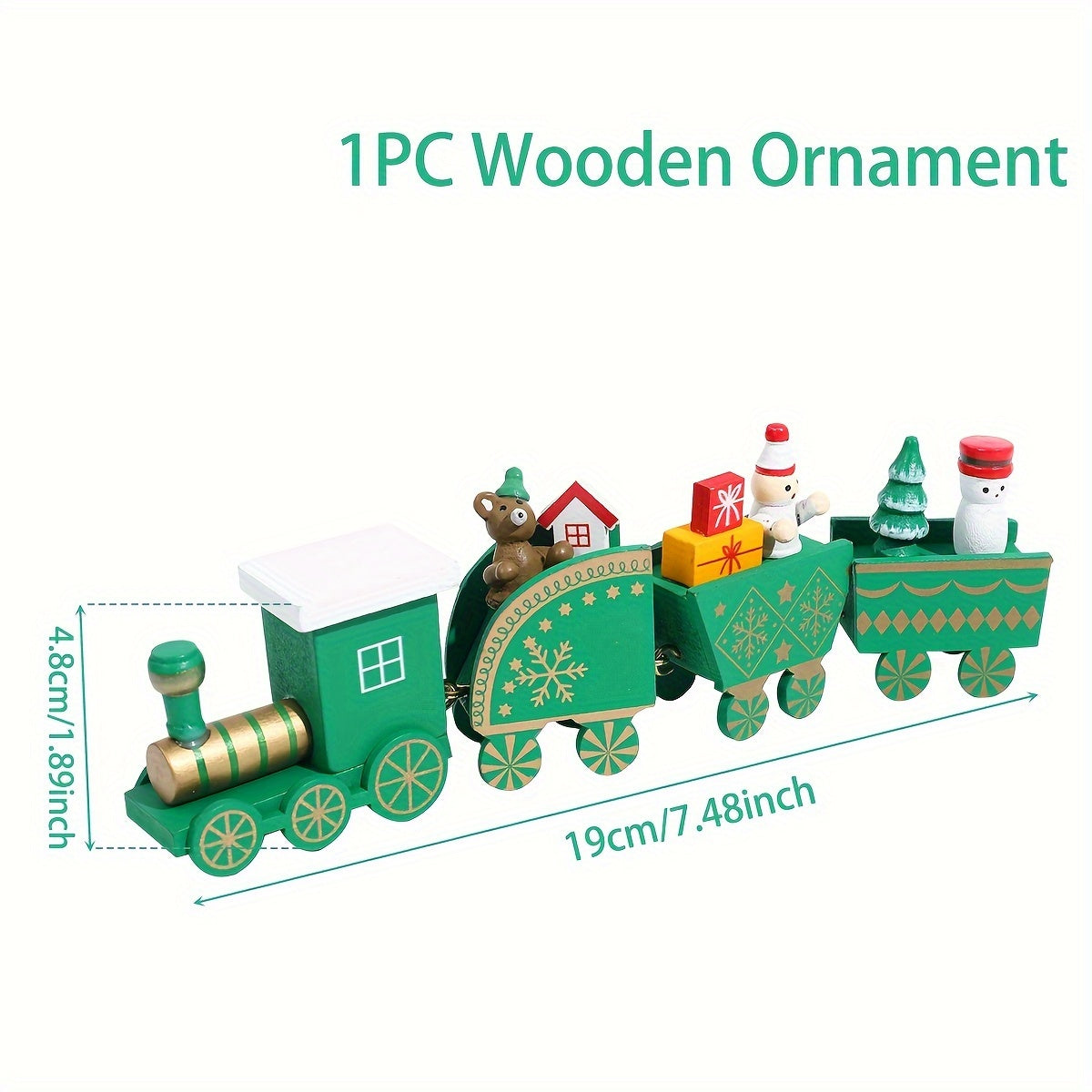 Wooden train ornament for a Merry Christmas celebration - ideal tree decor and gift.