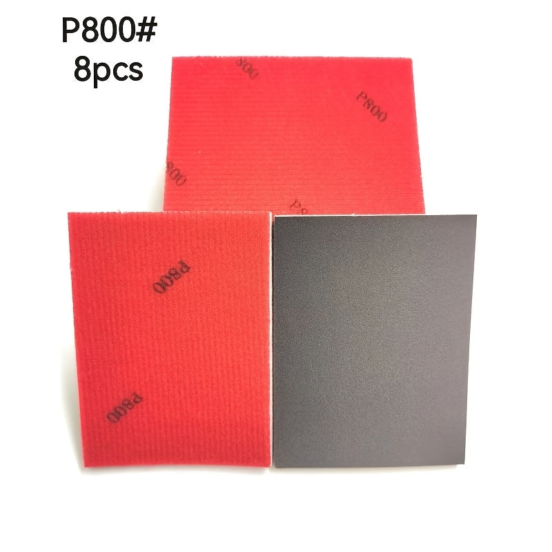 This pack of 8/18 super fine sand sponge pads includes sand grains ranging from 400 to 3000. They are perfect for DIY projects, both wet and dry grinding, and can be used on wood, metal, models, gypsum board furniture, synthetic resin, and zirconium