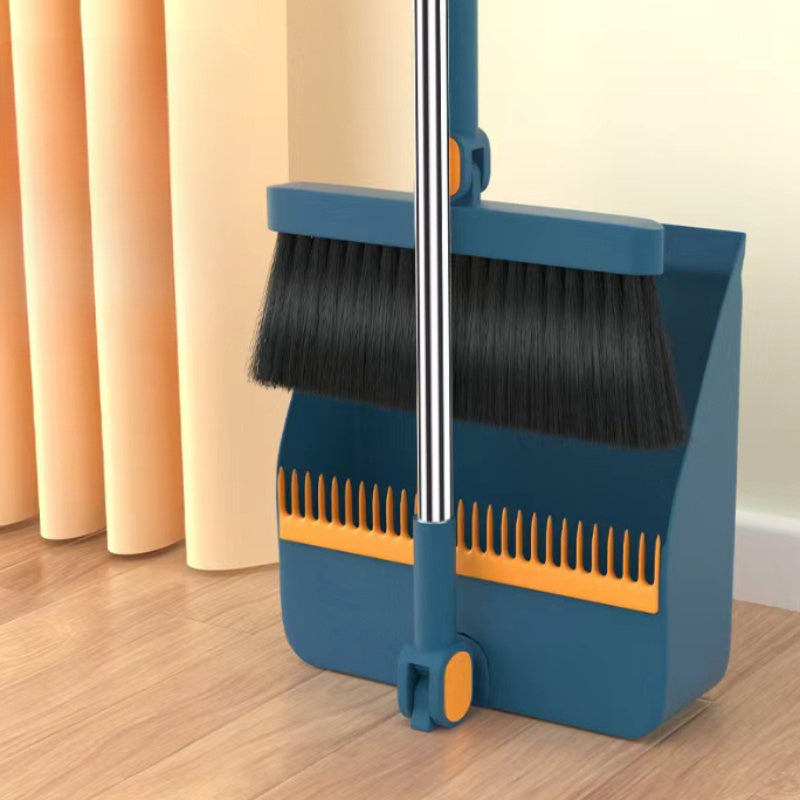 Home & Office Extended Broom and Dustpan Set - Cleaning Kit for Living Room, Bedroom Flooring - Upright Stand-Up Design