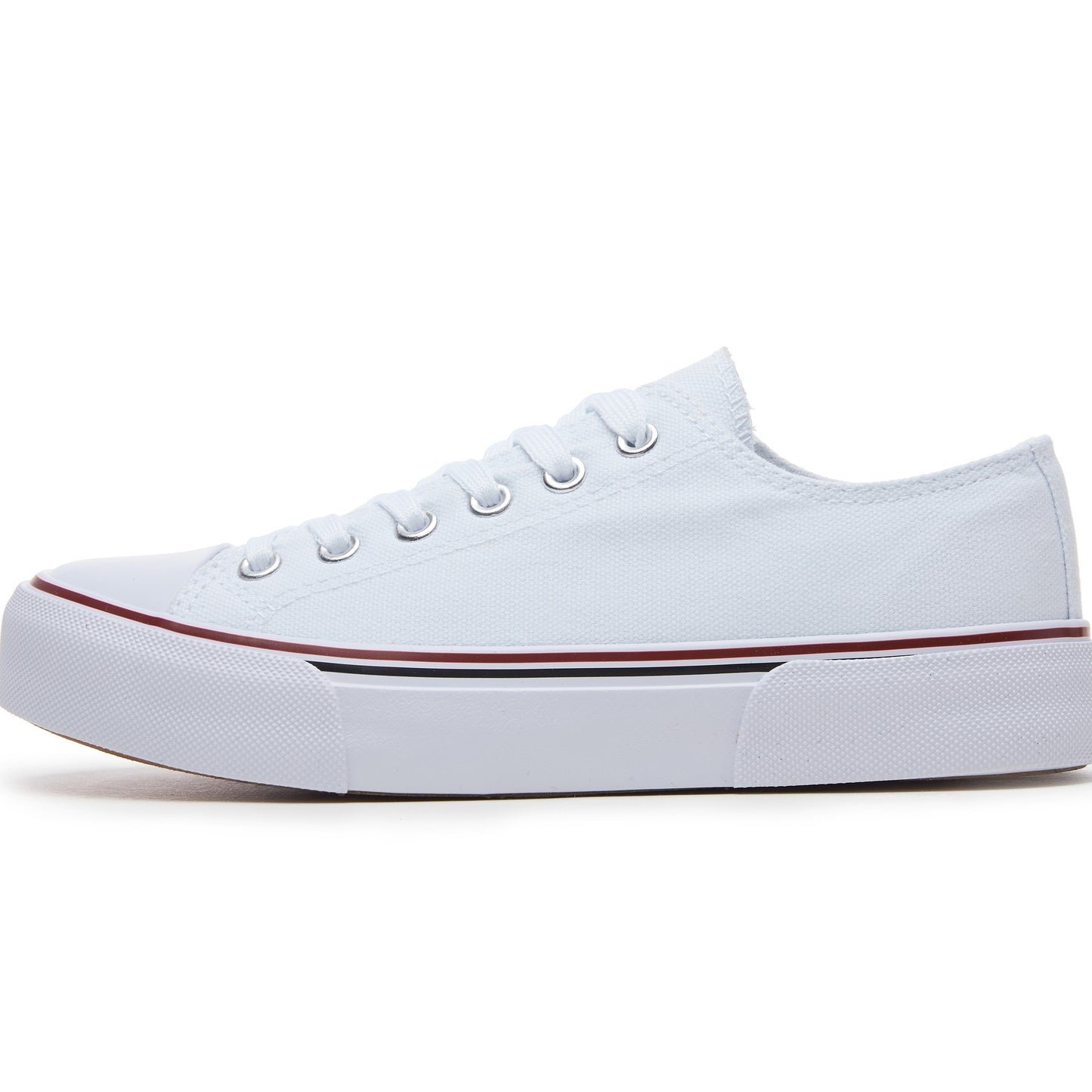 Women's casual canvas sneakers in solid color with plain toe, rubber lace-up design, machine washable fabric, and lightweight rubber sole. Suitable for all seasons.